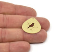 Brass Drop Charm, Raw Brass Bird And Branch Charms With 1 Hole, Charm Pendants (25x24x0.60mm) SMP2266