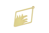 Brass Diamond Charm, Raw Brass Grass Charms With 1 Loop, Charm Pendants, Findings (36x23x0.60mm) SMP2269