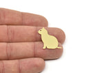 Brass Cat Charm, Raw Brass Cat Charms, Blanks, Findings (27x18x0.60mm) SMP2273