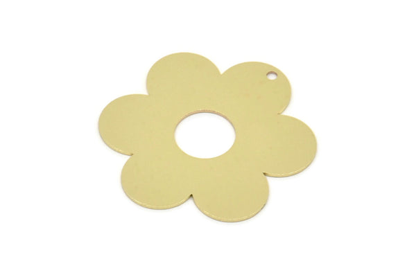 Brass Flower Charm, Raw Brass Flower Shaped Charms With 1 Hole, Charm Pendants (30x27.5x0.60mm) SMP2277