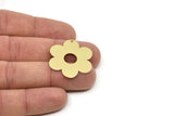 Brass Flower Charm, Raw Brass Flower Shaped Charms With 1 Hole, Charm Pendants (30x27.5x0.60mm) SMP2277