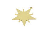 Brass Star Charm, Raw Brass Star Charms With 1 Loop (24.5x25x0.60mm) SMP2280