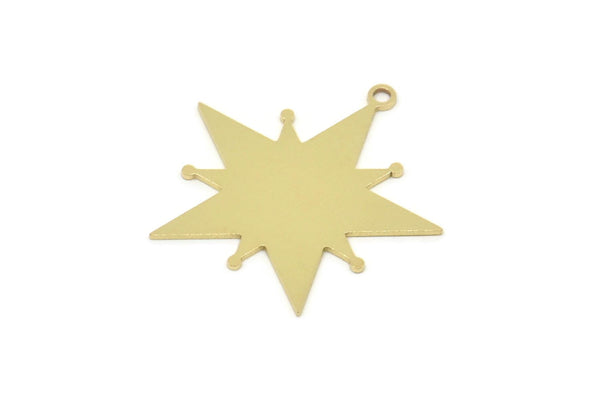 Brass Star Charm, Raw Brass Star Charms With 1 Loop (24.5x25x0.60mm) SMP2280