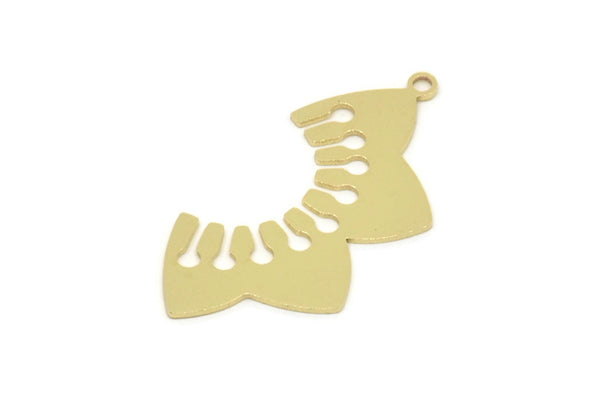 Brass Flower Charm, Raw Brass Flower Shaped Charms With 1 Loop, Charm Pendants (32x16x0.60mm) SMP2285