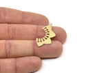 Brass Flower Charm, Raw Brass Flower Shaped Charms With 1 Loop, Charm Pendants (32x16x0.60mm) SMP2285