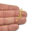 Gold Leaf Charm, 4 Gold Plated Brass Leaf Charms With 1 Loop, Charm Pendants (42x10x0.80mm) SMP1150 A4495