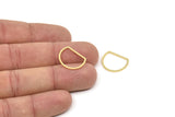 D Shape Rings, 12 Gold Plated Brass D Shape Connectors, Rings (14x18x0.80mm) A4595