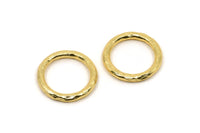 Gold Ring, Hammered Gold Plated Brass Rings, Connectors (23x3mm) N1501