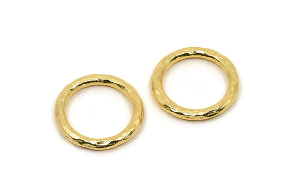 Gold Ring, Hammered Gold Plated Brass Rings, Connectors (23x3mm) N1501