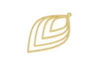 Gold Drop Charm, 2 Gold Plated Brass Drop Shaped Charms With 1 Loop, Findings (42x25x0.60mm) A6429