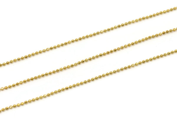 Gold Ball Chain, 1 Meter Gold Plated Brass Ball Chain (1.3mm) Z076 Q0394