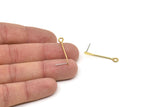 Pirinç Çubuk Küpe, 6 Ham Pirinç Kürek Gözü İğne Küpe (30x1,3 mm) D0385 A5527