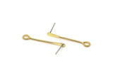 Pirinç Çubuk Küpe, 6 Ham Pirinç Kürek Gözü İğne Küpe (30x1,3 mm) D0385 A5527