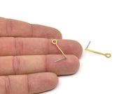 Pirinç Çubuk Küpe, 6 Ham Pirinç Kürek Gözü İğne Küpe (25x1,2 mm) D0410 A6048