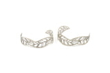 Silver Bracelet Blank, Antique Silver Plated Brass Flat Bracelet With 2 Holes, Leaf Bracelet Findings (145x18x0.80mm) SMP0844 A3208