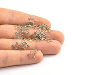 Blank Star Charm, 24 Silver Tone Star Connector (10mm) BS 1169