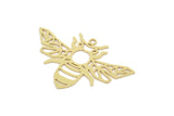 Brass Bee Charm, Raw Brass Bee Charms With 1 Loop (22x35x0.60mm) SMP2309