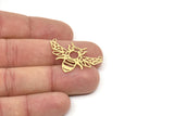 Brass Bee Charm, Raw Brass Bee Charms With 2 Loops (22x35x0.60mm) SMP2309