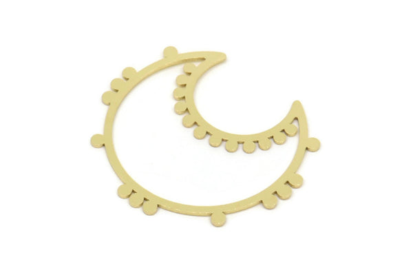 Brass Moon Charm, Raw Brass Crescent Moon Charms, Blanks, Connectors (30x27x0.60mm) SMP2314