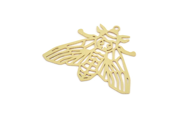 Brass Bee Charm, Raw Brass Bee Charms With 1 Loop (28x35x0.60mm) SMP2315