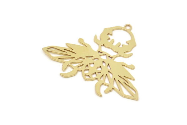 Brass Bug Charm, Raw Brass Insect Charms With 1 Loop (28x35x0.60mm) SMP2318