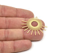 Brass Sun Charm, Raw Brass Sun Charms With 1 Loop, Findings (34x40x0.60mm) SMP2320