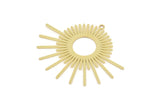 Brass Sun Charm, Raw Brass Sun Charms With 1 Loop, Findings (34x40x0.60mm) SMP2320