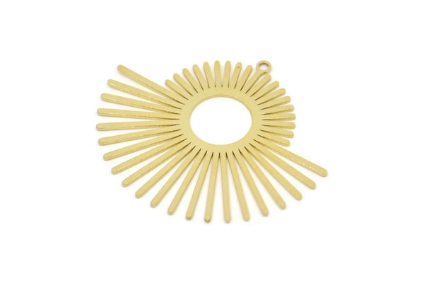Brass Sun Charm, Raw Brass Sun Charms With 1 Loop, Findings (34x40x0.60mm) SMP2322