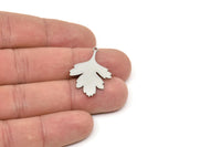 Steel Leaf Charm, Stainless Steel Leaf Charms With 1 Loop, Charm Pendants (30x21x0.80mm) SMP2333