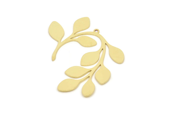Brass Leaf Charm, Raw Brass Leaf Charms With 1 Loop, Leaf Earrings (31x35x0.60mm) SMP2334