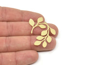 Brass Leaf Charm, Raw Brass Leaf Charms With 1 Loop, Leaf Earrings (31x35x0.60mm) SMP2334