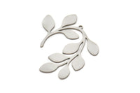 Steel Leaf Charm, Stainless Steel Leaf Charms With 1 Loop, Charm Pendants (31x35x0.80mm) SMP2334