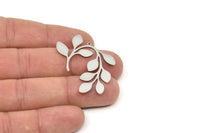 Steel Leaf Charm, Stainless Steel Leaf Charms With 1 Loop, Charm Pendants (31x35x0.80mm) SMP2334
