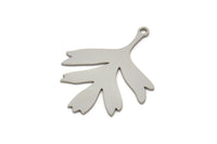 Steel Leaf Charm, Stainless Steel Leaf Charms With 1 Loop, Charm Pendants (30x23x0.80mm) SMP2336