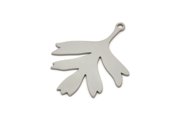 Steel Leaf Charm, Stainless Steel Leaf Charms With 1 Loop, Charm Pendants (30x23x0.80mm) SMP2336