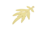 Brass Leaf Charm, Raw Brass Leaf Charms With 1 Loop, Leaf Earrings (40x23x0.60mm) SMP2338