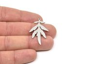 Steel Leaf Charm, Stainless Steel Leaf Charms With 1 Loop, Charm Pendants (40x23x0.80mm) SMP2338