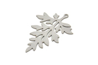 Steel Branch Charm, Stainless Steel Leaf Charms With 1 Loop, Charm Pendants (40x27.5x0.80mm) SMP2340