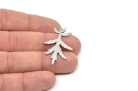 Steel Branch Charm, Stainless Steel Leaf Charms With 1 Loop, Charm Pendants (40x24x0.80mm) SMP2344