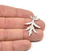 Steel Branch Charm, Stainless Steel Leaf Charms With 1 Loop, Charm Pendants (40x24x0.80mm) SMP2344