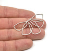 Steel Charm, Stainless Steel Flower Charms With 1 Hole, Findings (30/40/53x0.80mm) SMP2349