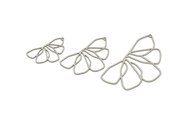 Steel Charm, Stainless Steel Flower Charms With 1 Hole, Findings (30/40/53x0.80mm) SMP2349