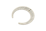Silver Moon Charm, 8 Antique Silver Plated Brass Textured Crescent Moon Charms With 2 Holes, Connectors (27x25x1mm) D0761 H0798