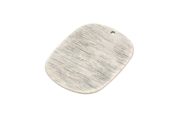 Silver Military Tag, 8 Antique Silver Plated Brass Textured Stamping Blanks With 1 Hole , Earrings, Findings (27x20x0.50mm) D0681