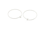 Silver Earring Wires, 24 Antique Silver Plated Brass Earring Studs, Wire Hoops (30x0.70mm) E184