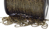 5 Meters 1.2mm Black Gold Brass Faceted Ball Chain  Z025
