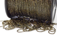 10 Meters 1.2mm Black Gold Brass Faceted Ball Chain  Z025