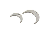 Steel Moon Charm, Stainless Steel Crescent Moon Charms With 1 Hole, Blanks, Findings (9/12x0.80mm) SMP2223