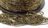 10 Meters 1.2mm Black Gold Brass Faceted Ball Chain  Z025