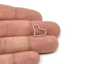 Steel Charm, Stainless Steel, Steel Pendants, Heart Charms, Steel Heart Shaped Charms, Connectors (13/17/22/26x0.80mm) SMP2243